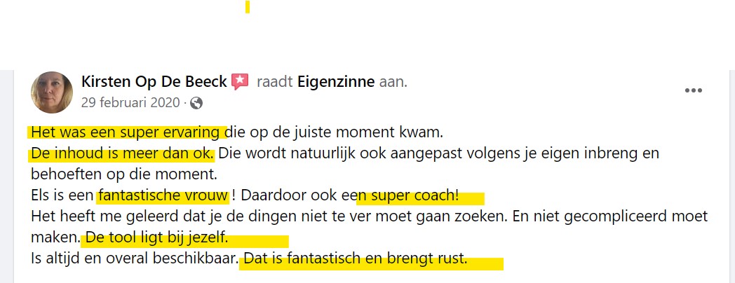 Kirsten Op De Beeck raadt Eigenzinne aan